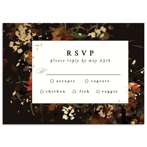 Midnight Floral Wedding Response Cards Gold Licorice Signature Standard