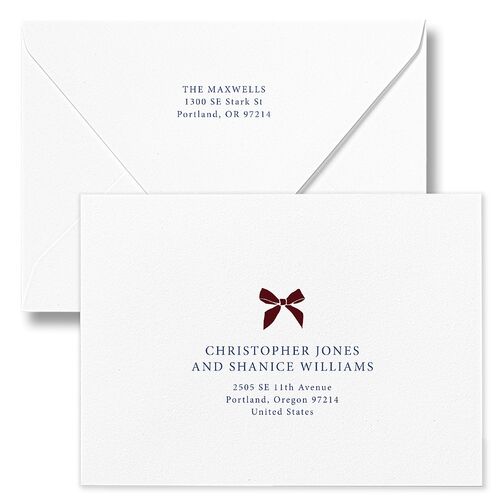 Simple Frame Photo Accent Holiday Card Euro Envelopes White Moody Blue Both Recipient and Return Addresses Luxe Signature