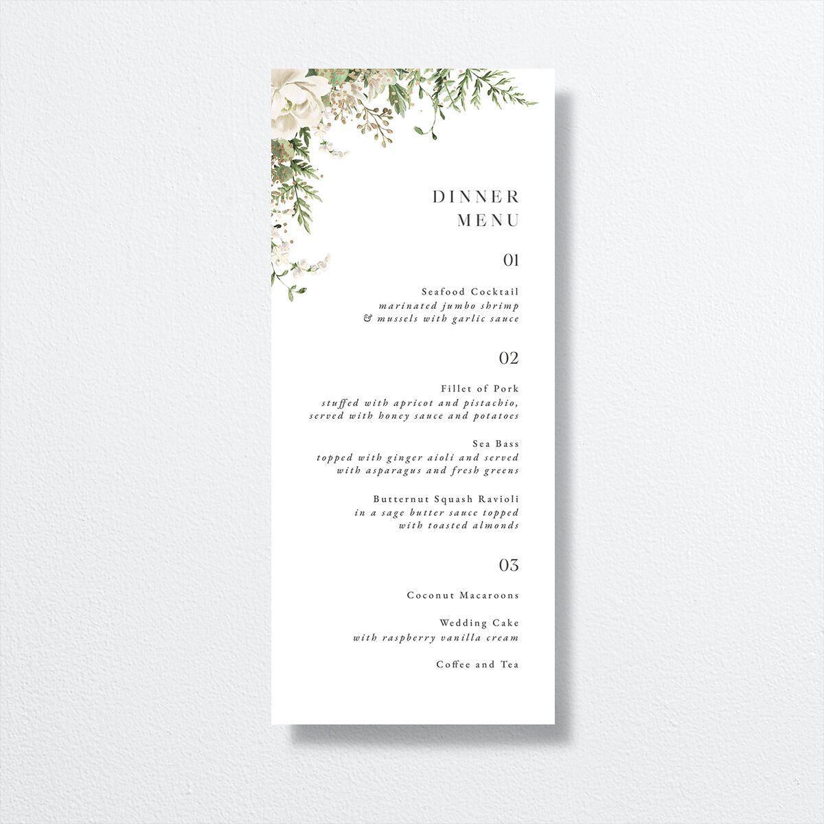 Gilded Fern Frame Menus Gold Linen Signature