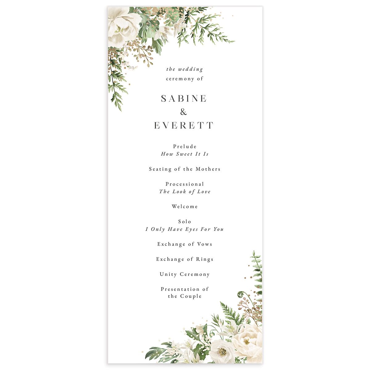 Gilded Fern Frame Wedding Programs