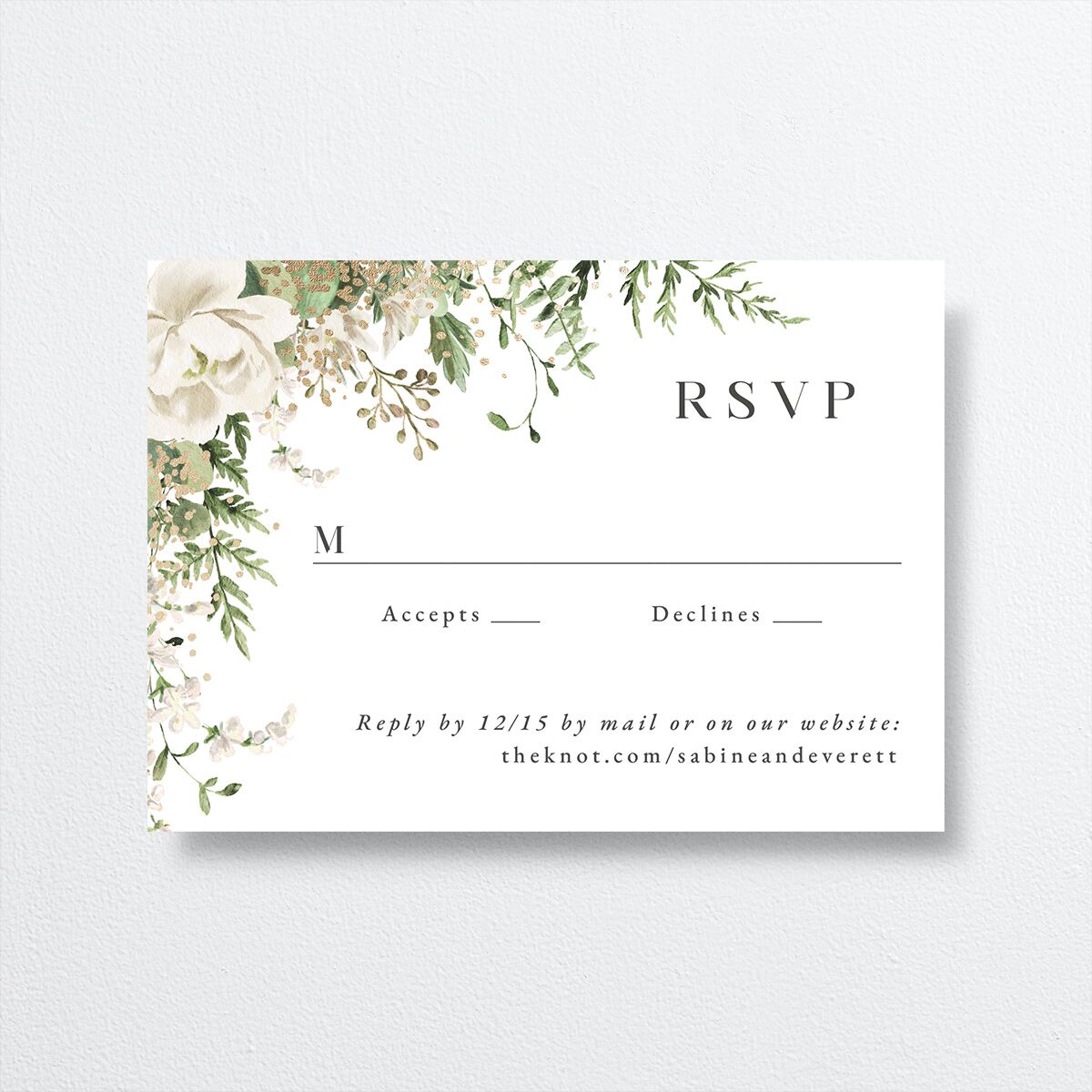 Gilded Fern Frame Wedding Response Cards — view 1