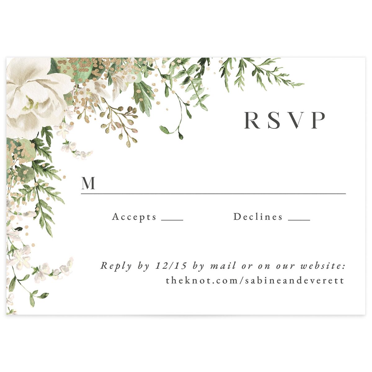 Gilded Fern Frame Wedding Response Cards
