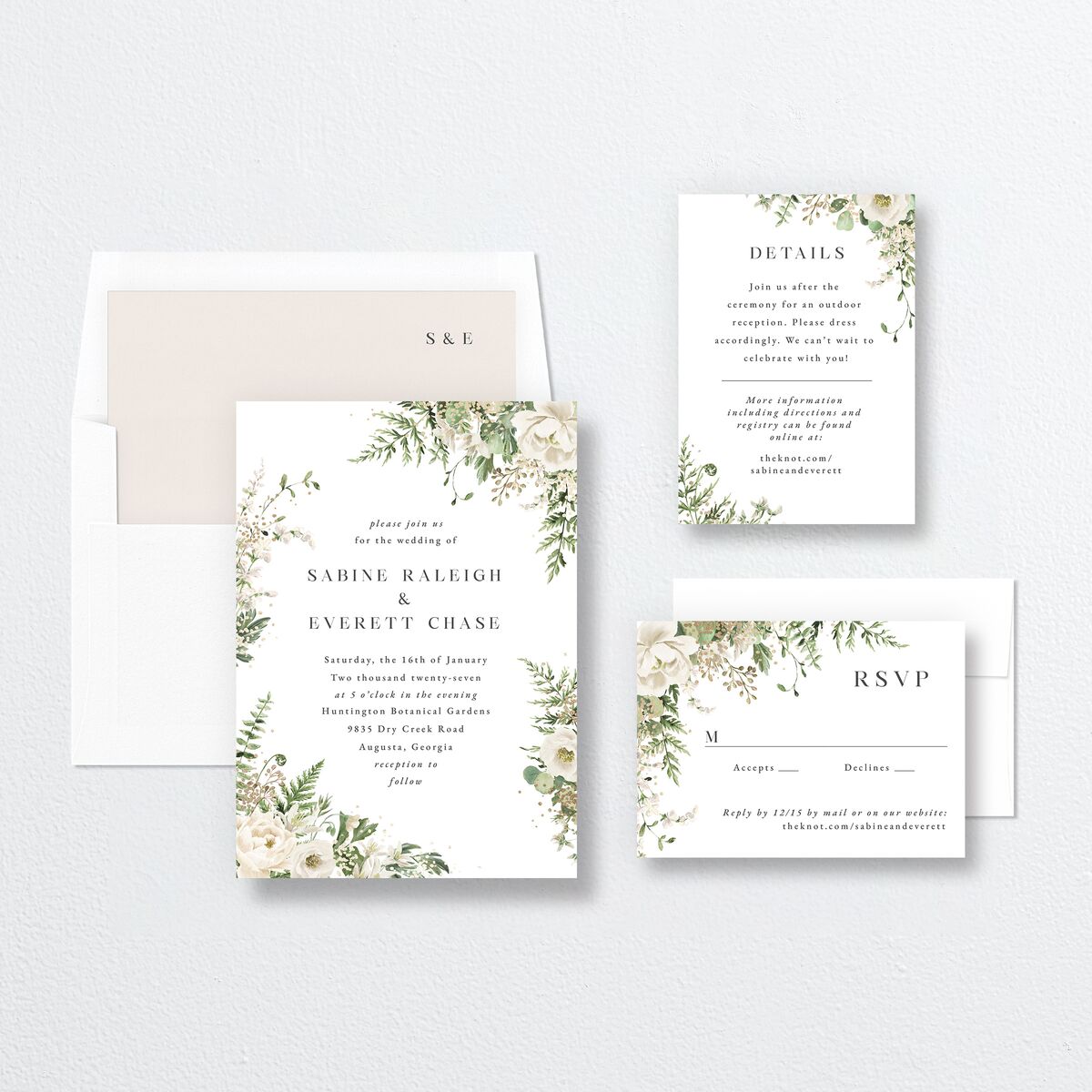Gilded Fern Frame Wedding Invitations Gold Linen Signature No Standard