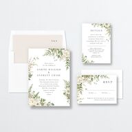 Gilded Fern Frame Wedding Invitations Gold Linen Signature No Standard