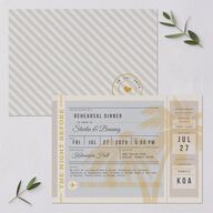 Retro Boarding Pass Travel Ticket Rehearsal Dinner Invitations Slate Signature Blank Standard