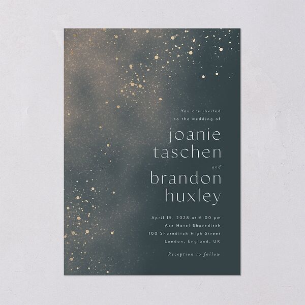 Shimmer Dust Wedding Invitations Gold Dark Emerald Signature Blank No