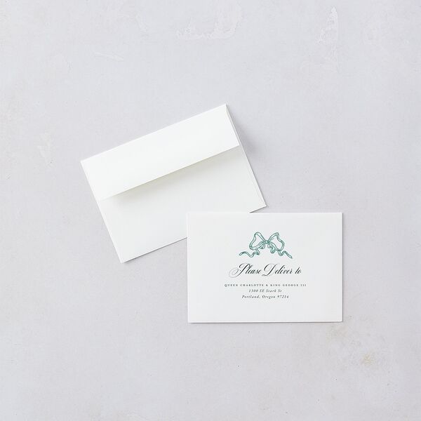 Rose Garden Crest Response Card Envelopes by Bridgerton White Dark Emerald Return Address Signature Standard