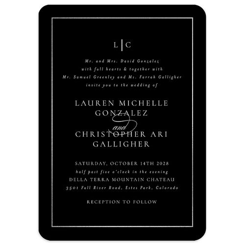 Timeless Frame Wedding Invitations Silver Licorice Signature Blank No Rounded