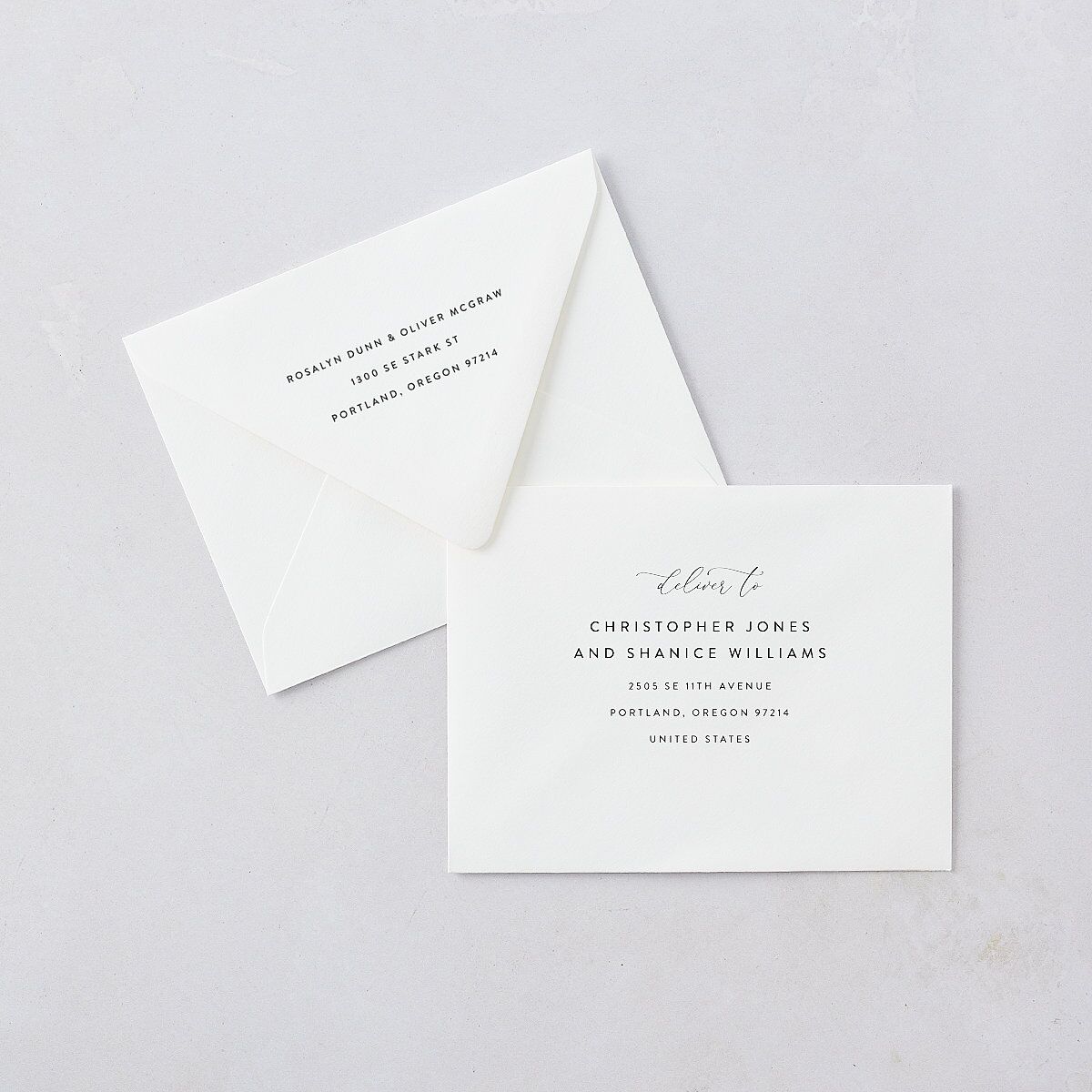 Blooming Botanical Save the Date Petite Card Euro Envelopes White Midnight Both Recipient and Return Addresses Luxe Signature