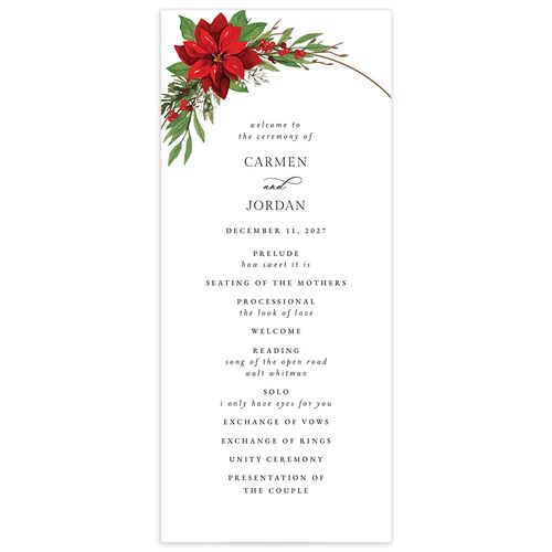 Poinsettia Hoop Wedding Programs - Red