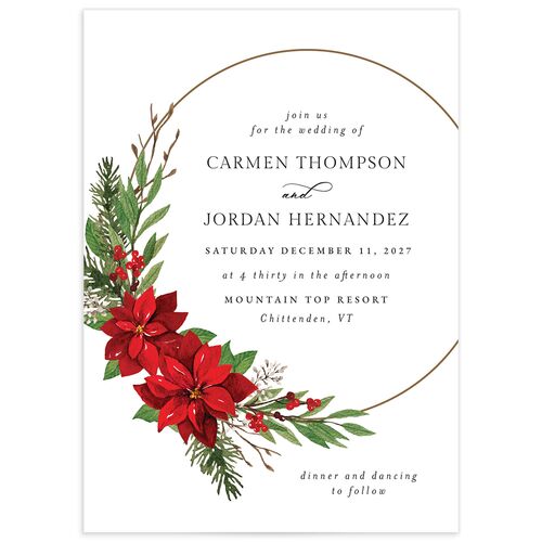 Poinsettia Hoop Wedding Invitations - Red