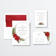 Christmas Poinsettia Wedding Invitations Ruby Signature No