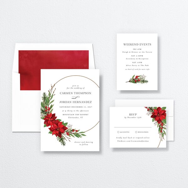 Christmas Poinsettia Wedding Invitations Ruby Signature No