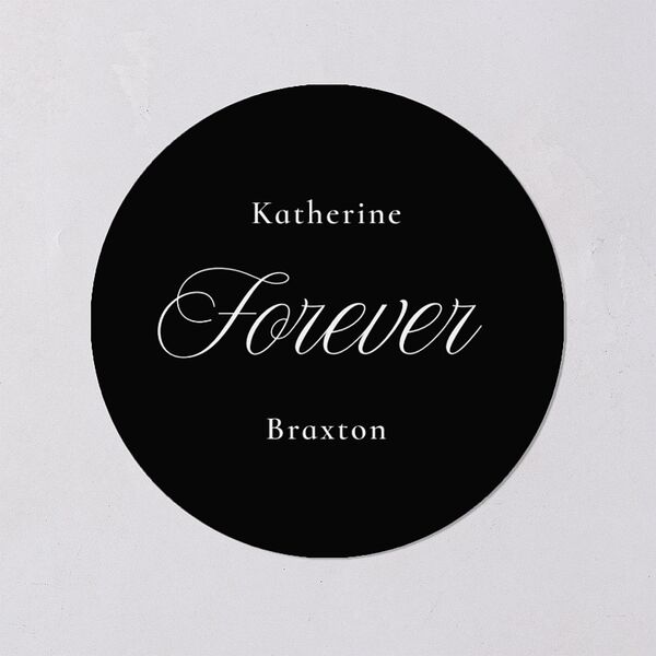 Refined Monogram Engagement Party Stickers Midnight Circle