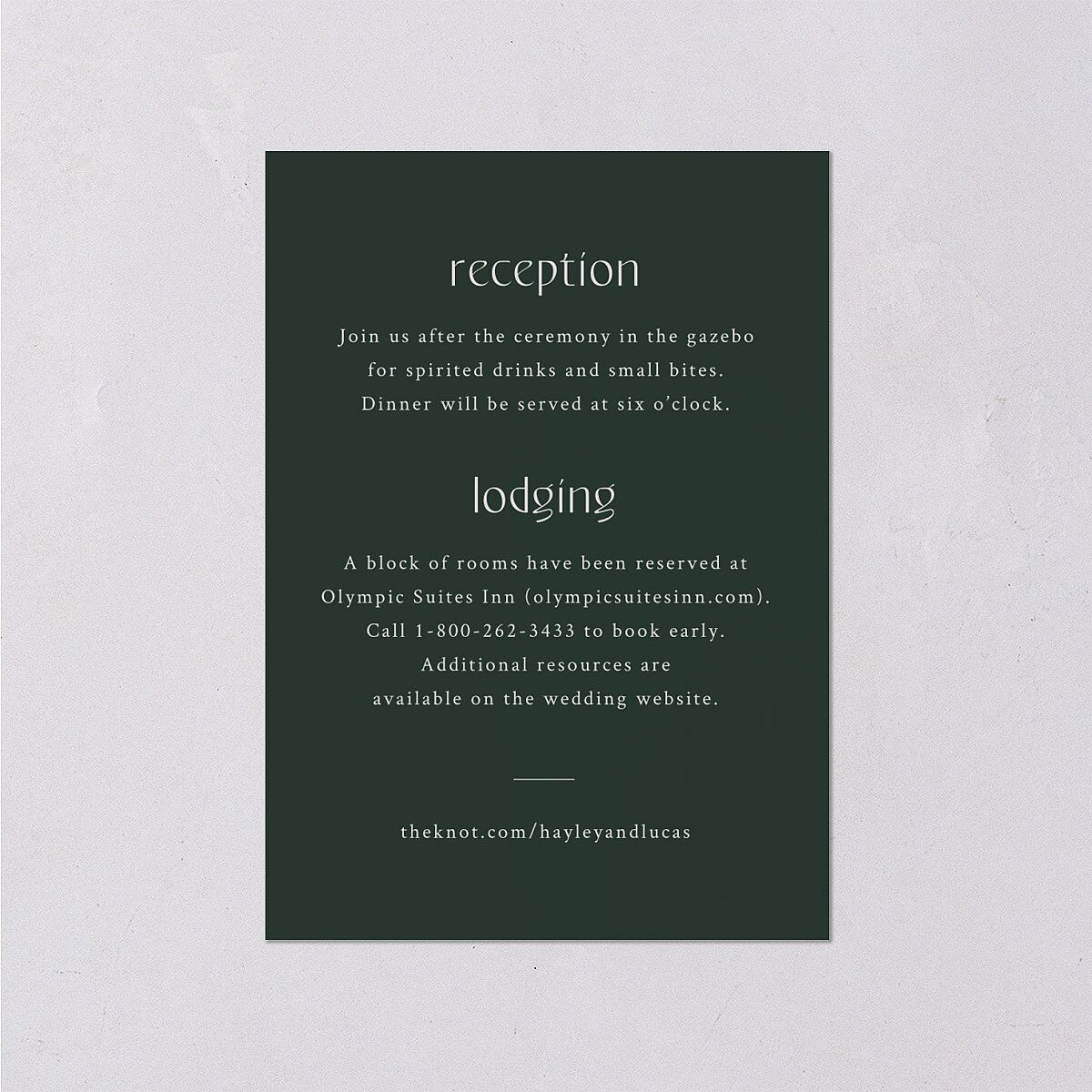 Crystal Forest Wedding Enclosure Cards Hunter Green Signature Standard