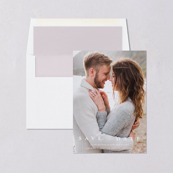 Ethereal Floral Save The Date Cards Sheer Lilac Signature smooth Blank No Standard