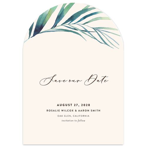 Palm and Protea Save The Date Cards Umber Signature smooth Blank No Arch