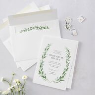 Greenery Laurel Rehearsal Dinner Invitations Pure White Signature Blank Standard