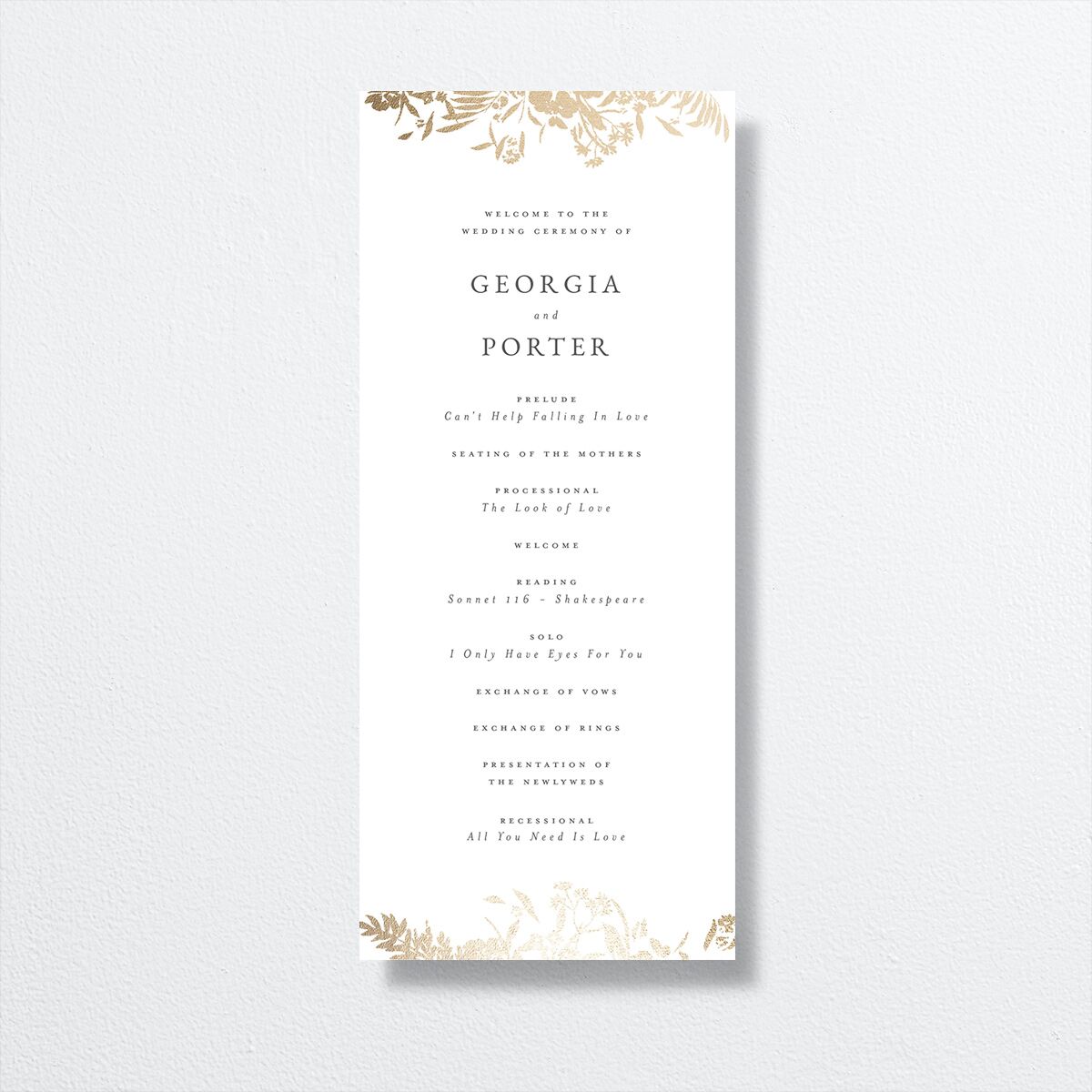 Glistening Garden Wedding Programs front