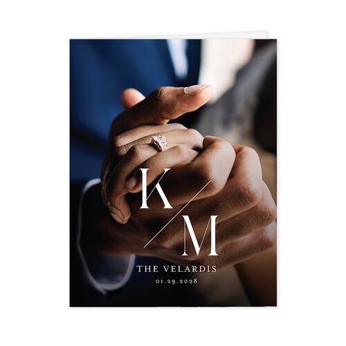 Monogram Slant Thank You Cards Navy