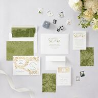 Vintage Toile Foil Save the Date Cards Gold Greenery Signature smooth Blank No Standard