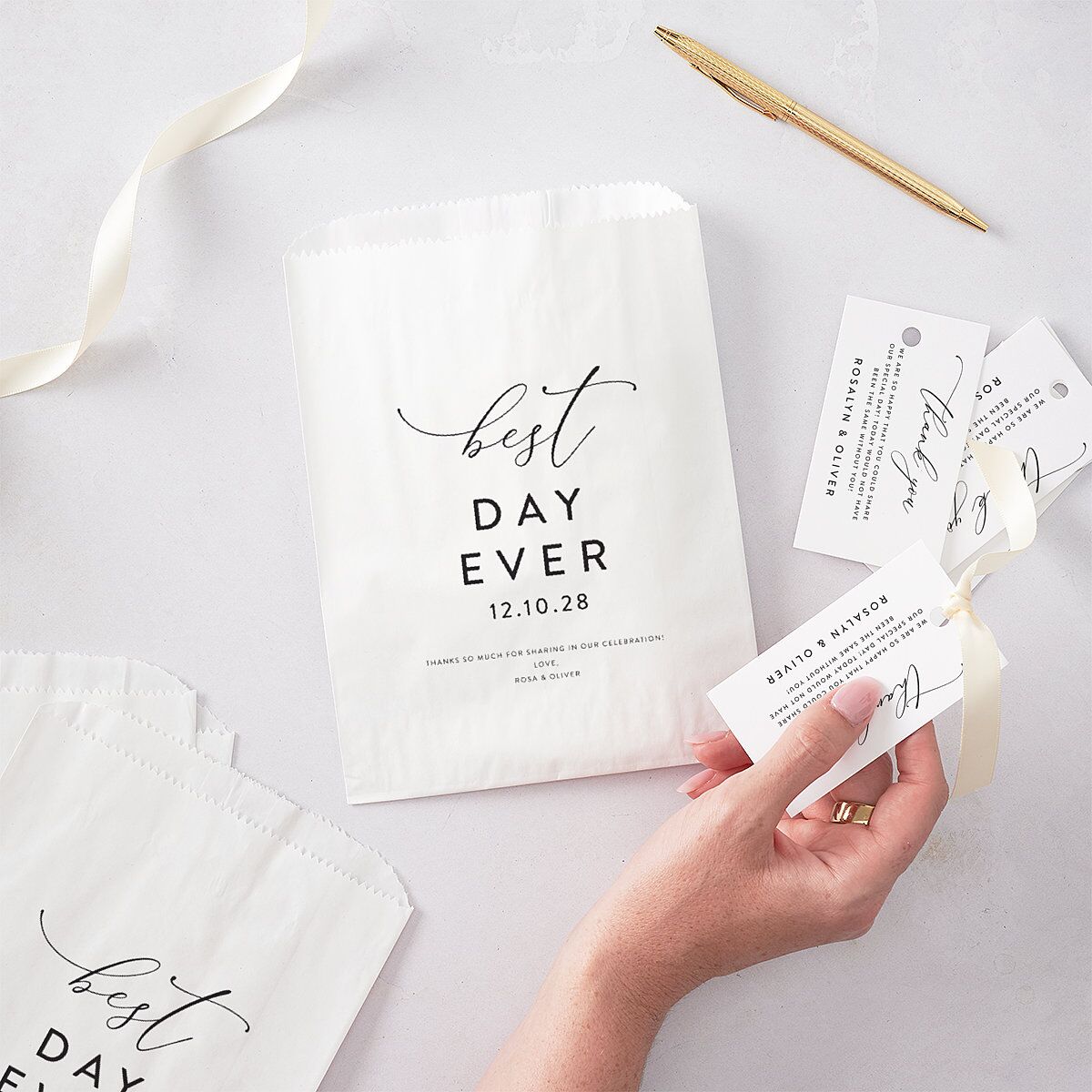 Blooming Botanical Favor Bags White Midnight Wax-Lined Food Safe Paper
