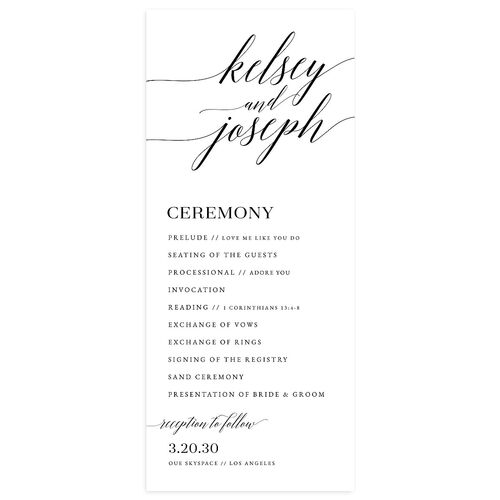 Painted Minimal Wedding Programs Midnight Signature