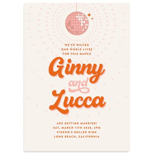 Disco Love Wedding Invitations Tangerine Signature Blank No Standard