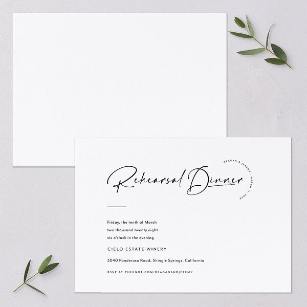 Modern Arc Rehearsal Dinner Invitations Pure White Signature Blank