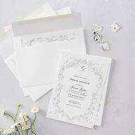 Formal Opulent Frame Bridal Shower Invitations Pure White Signature Blank Standard