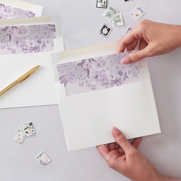 Monochrome Blooms Envelope Liners Standard Sheer Lilac Liner
