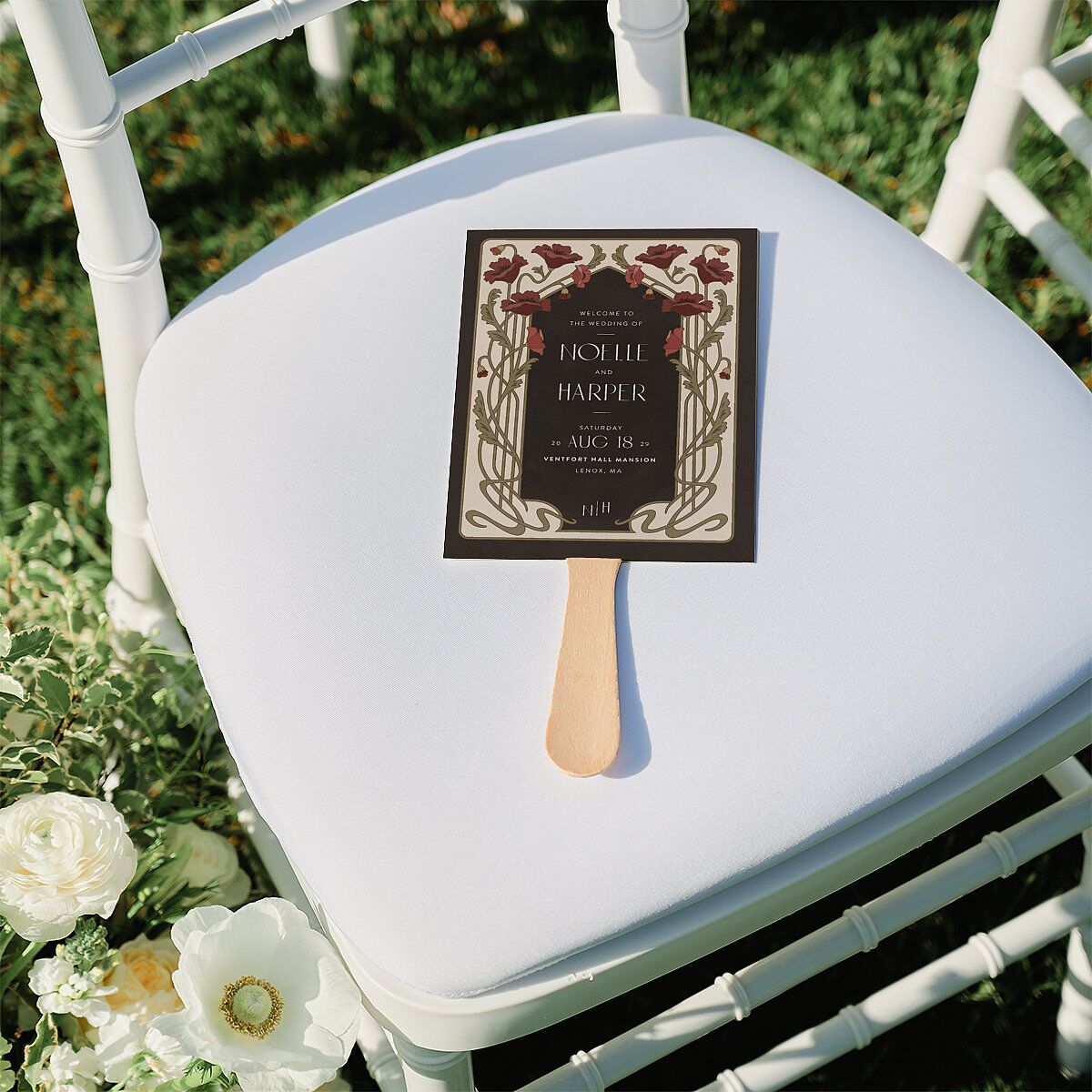 Vintage Nouveau Floral Fan Programs Merlot Signature Standard