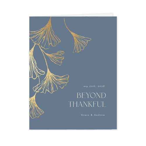 Ginkgo Leaves Thank You Cards Gold Regency Blue