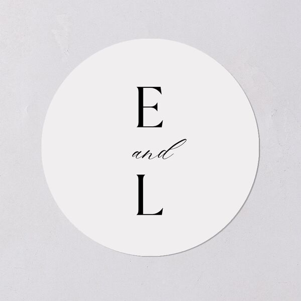 Timeless Typography Wedding Stickers Pure White Circle