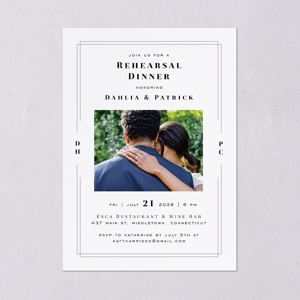 Framed Photo Rehearsal Dinner Invitations Pure White Signature Blank