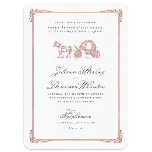 Medieval Castle Wedding Invitations Rose Gold Signature Blank No Rounded