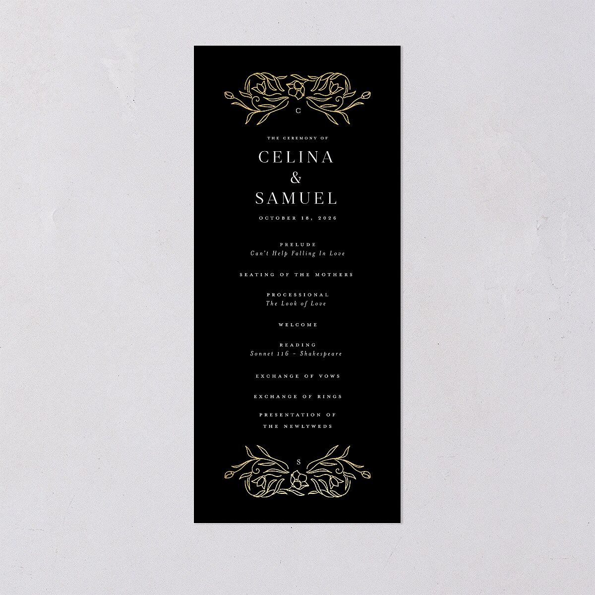 Floral Opulence Wedding Programs Gold Champagne Signature