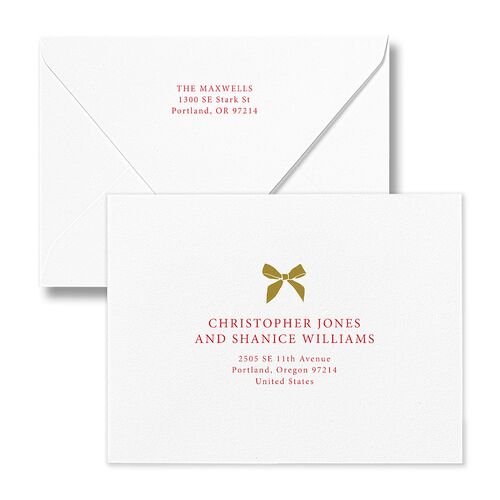 Simple Frame Photo Accent Thank You Card Euro Envelopes White Ruby Both Recipient and Return Addresses Luxe Signature