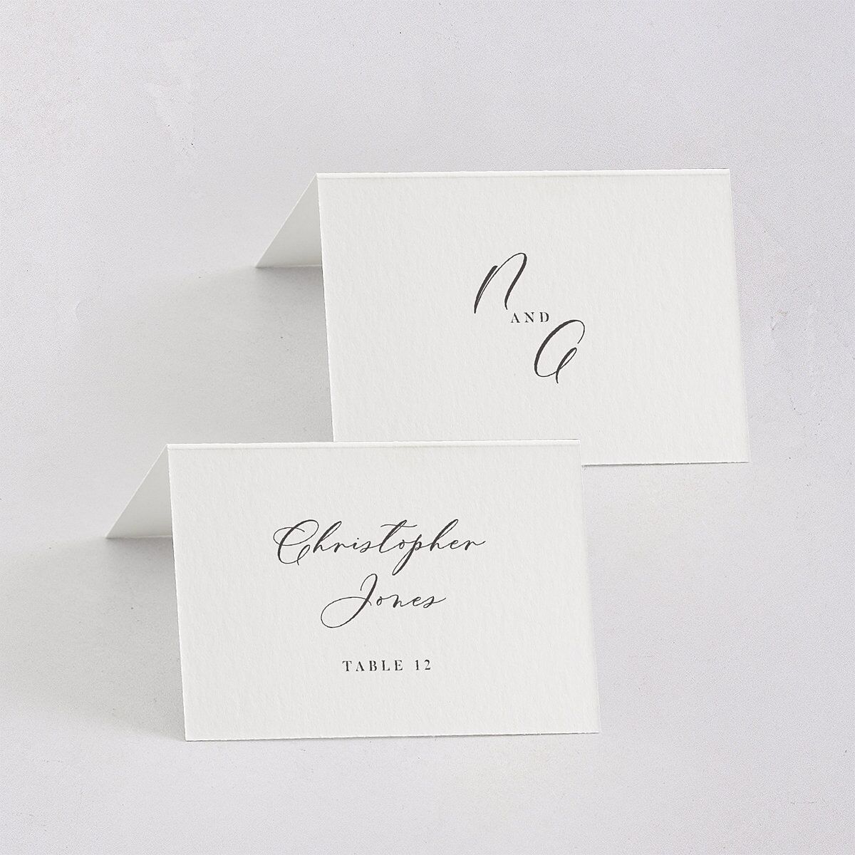 Timeless Script Place Cards Medieval Grey Signature