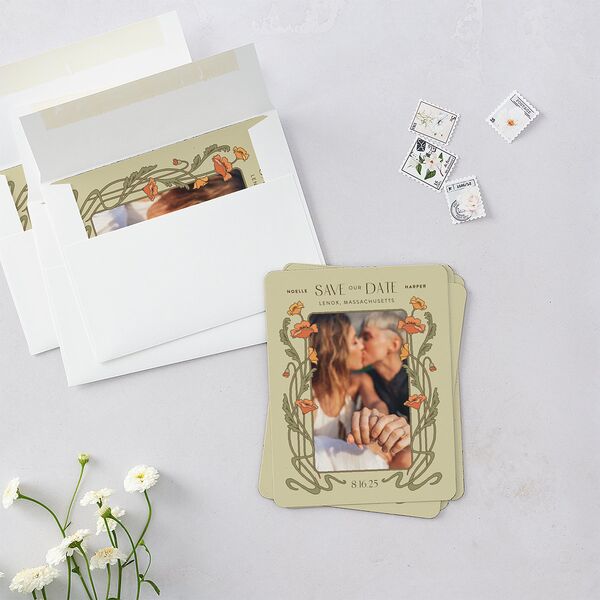 Vintage Nouveau Save The Date Magnets Pear Magnet Paper