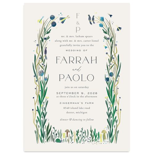 Mushroom Magic Wedding Invitations Moody Blue Signature Blank No Standard