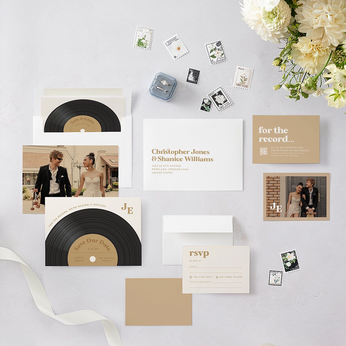Music Lovers Save the Date Cards Tan Signature smooth Blank No Standard
