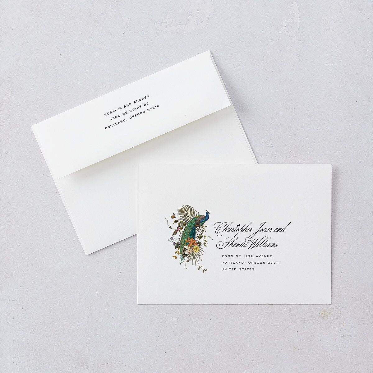 Wild About You Wedding Invitation Envelopes Dark Navy White Both Recipient and Return Addresses Standard Signature