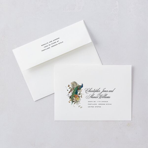Wild About You Wedding Invitation Envelopes Dark Navy White Both Recipient and Return Addresses Standard Signature