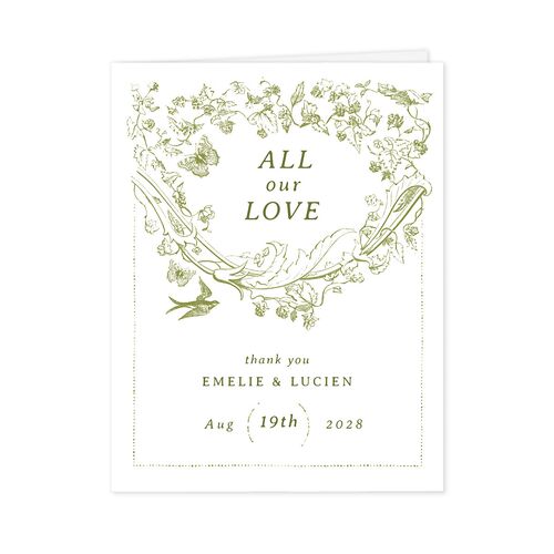 Vintage Toile Thank You Cards Dark Camo