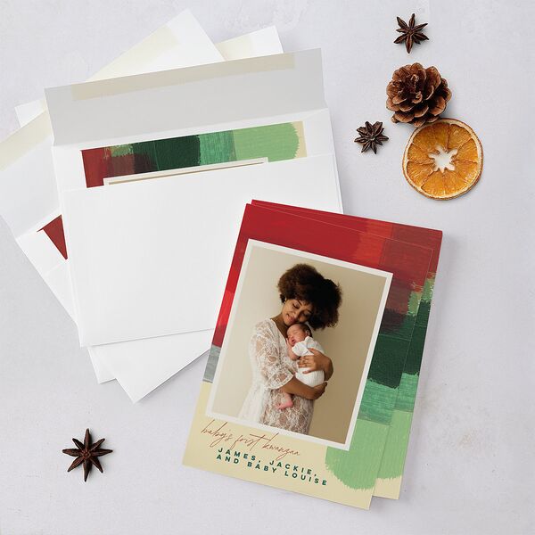 Baby's First Kwanza Painted Watercolor Holiday Cards Red Clay Signature Blank Portrait Standard