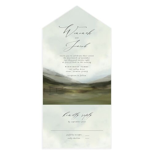 Western Valley All-in-One Wedding Invitations Slate Signature Light Both Recipient and Return Addresses No