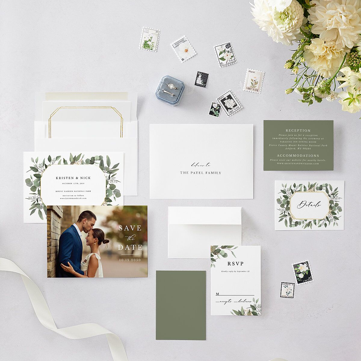 Eucalyptus Frame Save The Date Cards — view 6
