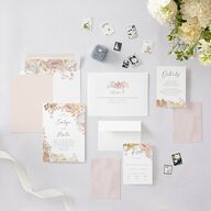 Hydrangea Garden Wedding Invitations Gold Pink Cotton Signature Blank No