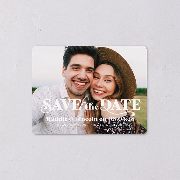 Retro Bloom Save The Date Magnets Scottish Green Magnet Paper